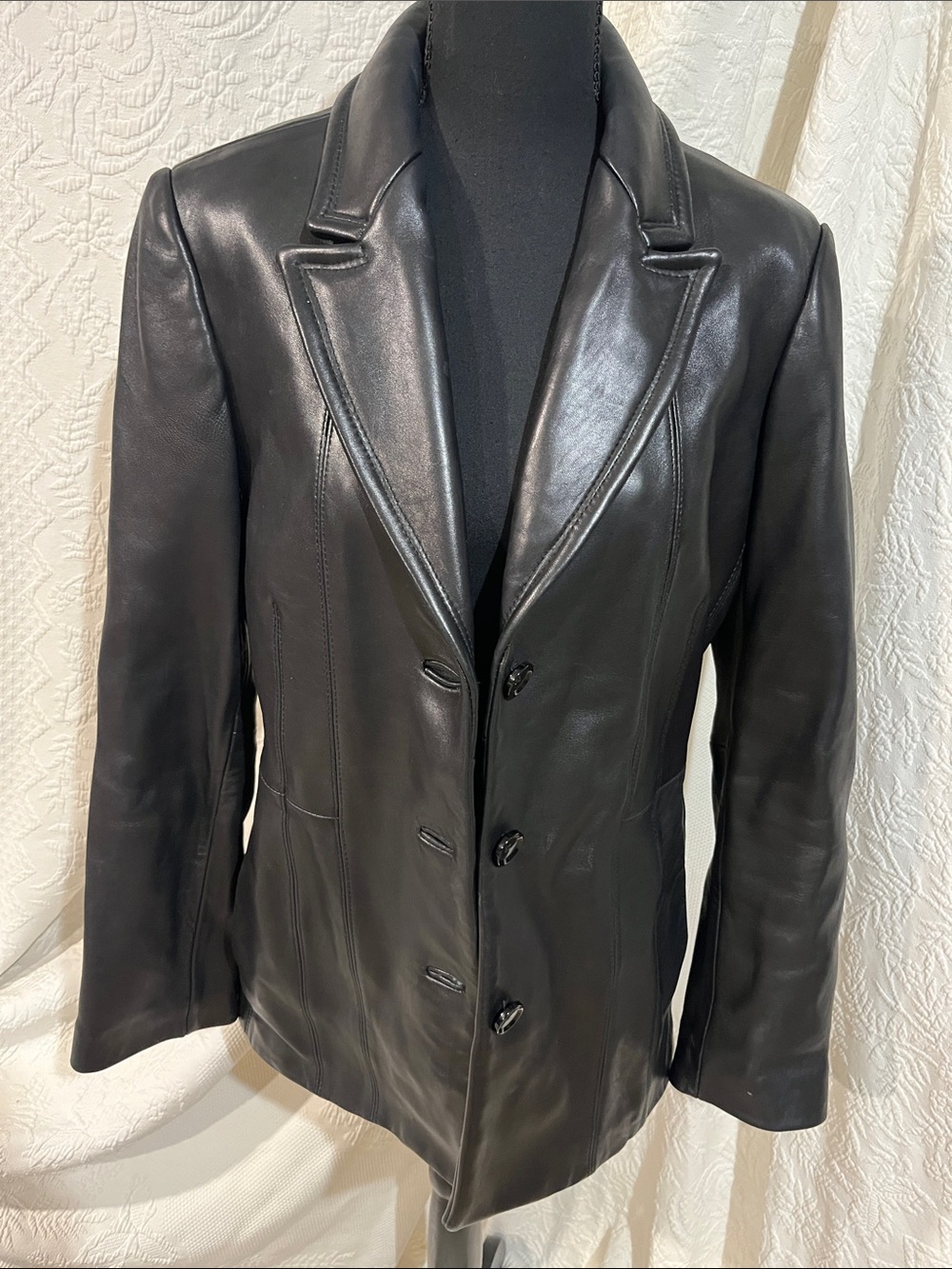 Avanti Black Leather Blazer, size medium